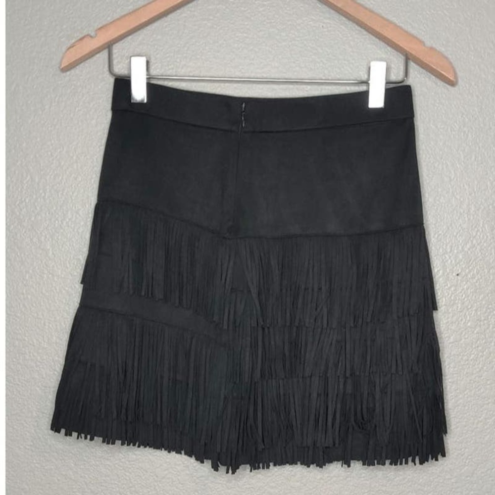Zara Black Tiered Fringe Mini Skirt - Picture 5 of 12